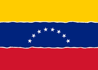 Venezuela flag from torned paper. Patriotic South America background. Vector illustration for national holidays the 5th of July