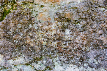 Closeup - beautiful structure of an ancient rock texture formation. Concept of natural background and screen saver. Advertising space