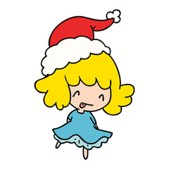 christmas cartoon of kawaii girl