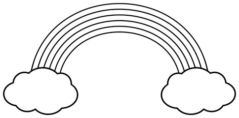 Rainbow with clouds. Coloring book.