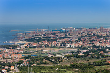 Aerial View of the city of Livorno in Tuscany, Italy