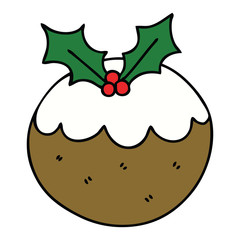 quirky hand drawn cartoon christmas pudding
