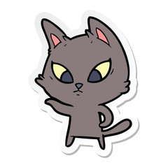 sticker of a confused cartoon cat