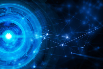 ai robotic, social internet of things, technology abstract futuristic cyber net web connect to network background illustration 3d rendering, atom molecule of science, signal of data