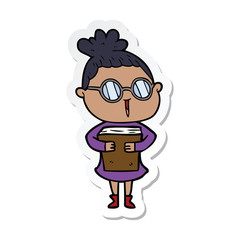 sticker of a cartoon woman wearing spectacles
