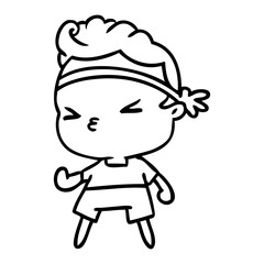 line drawing kawaii working out boy