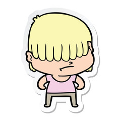 sticker of a cartoon boy with untidy hair