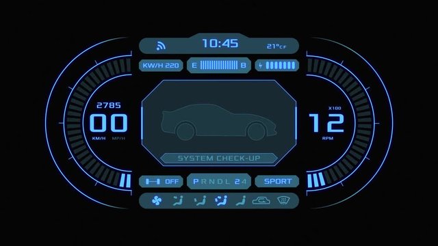 front view of a futuristic car dashboard (3d render)