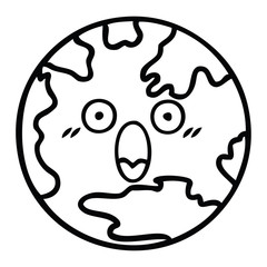 line drawing cartoon planet earth