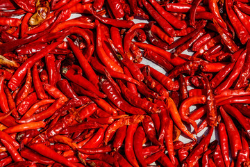 Fototapeta premium Red hot chili peppers at market