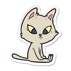 sticker of a confused cartoon cat