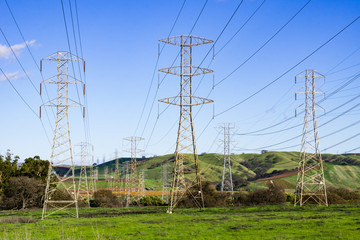 High voltage electricity towers, California