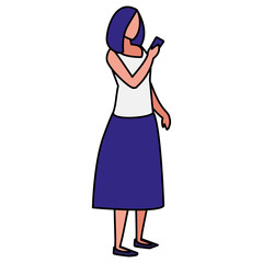 woman using smartphone character