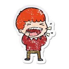 Fototapeta premium distressed sticker of a cartoon laughing man