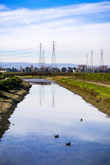 Waterway in Redwood Shores, San Francisco bay area, California