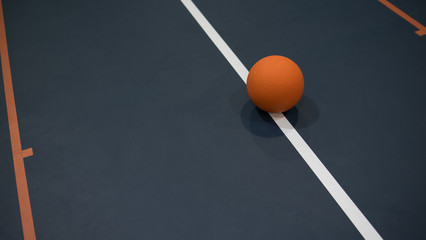 Detail of an empty Basketball field with basketball