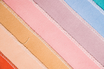 Fototapeta premium Abstract diagonal textile background multicolored stripes from factory upholstery textiles for furniture