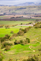 View towards the valley from Coyote Valley Open Space Preserve, Morgan Hill, south San Francisco...