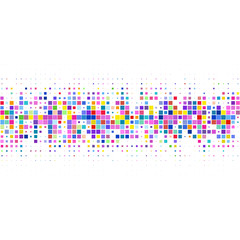 Ornament of bright colorful squares on a white background. 