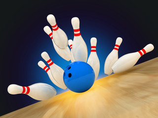 Bowling strike. 3d illustration