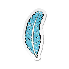 retro distressed sticker of a cartoon feather