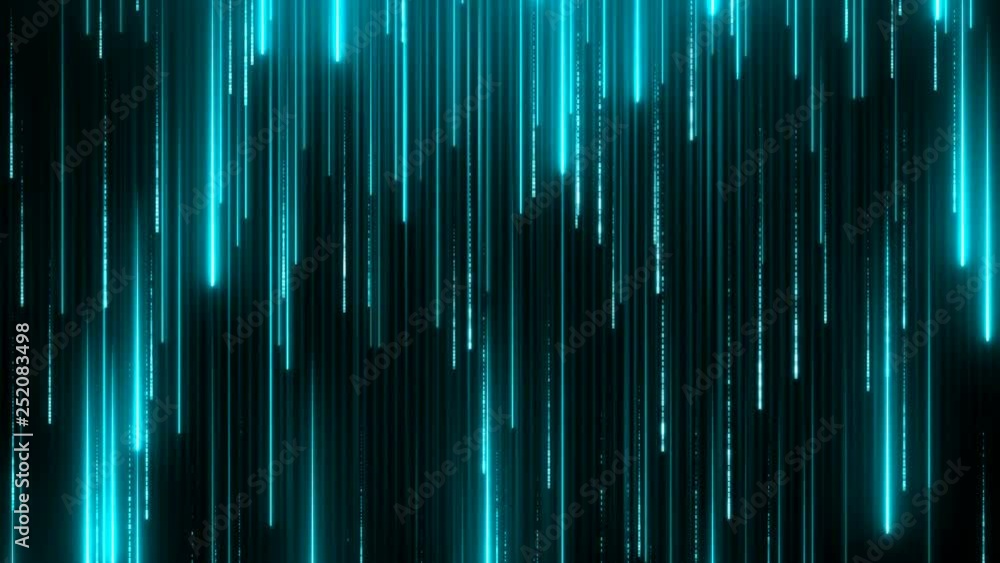 Poster blue neon technology background. abstract application code moving in a cyberspace. data flow texture