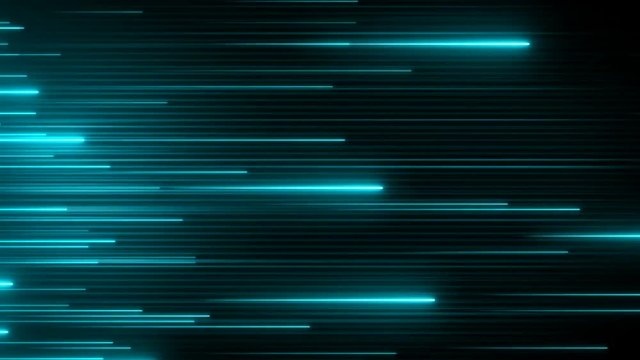 Abstract high tech surface background with neon rays moving forward. Innovation texture concept. Shiny beams in a cyberspace. Futuristic data flow. Seamless loop.