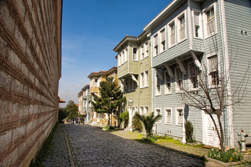 Fototapeta na wymiar world locations,Asia,Europe,turkey,marmara,istanbul, Soğukçeşme Sokağı with typical Ottoman houses of the late 19th century