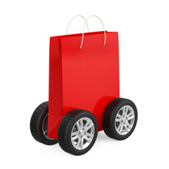 Shopping Bag on Wheels Isolated