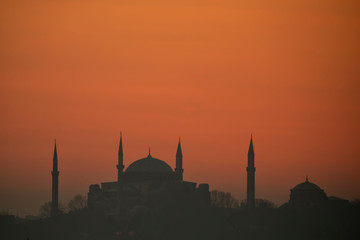 Fototapeta premium The Hagia Sophia (The Church of the Holy Wisdom or Ayasofya in Turkish) spectacular Byzantine landmark and world wonder in Istanbul, Turkey, interior view from the upper gallery