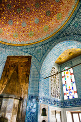 world locations,Asia,Europe,turkey,marmara,istanbul, topkapi palace, towards Baghdad Kiosk interior.