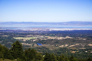 Obraz premium View towards Redwood City, Silicon Valley, San Francisco Bay Area, California