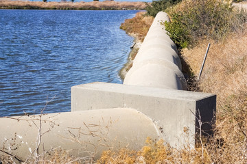 Cement pipe, near the Sunnyvale Water Pollution Control Plant, San Francisco Bay Area, Sunnyvale,...