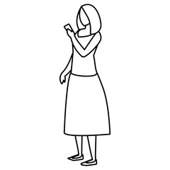 woman using smartphone character