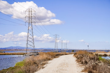 The bay trail on a sunny day, Sunnyvale, south San Francisco bay area, California
