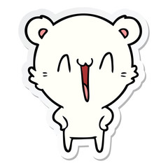 sticker of a happy polar bear cartoon