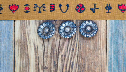 vintage band with embroidered ornaments and old buttons