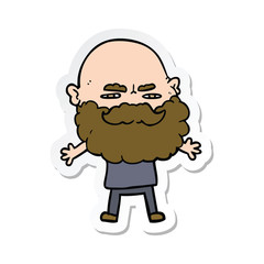 sticker of a cartoon man with beard frowning