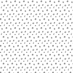 Vector illustration of seamless black dot pattern with different grunge effect rounded spots isolated on white background