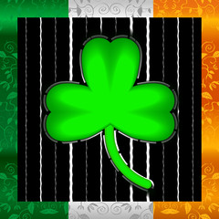 St.Patrick 's Day. Celebration. Magic forest green clover. Holiday. Clover trefoil. Ireland flag.
