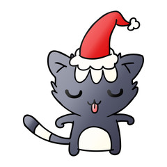 christmas gradient cartoon of kawaii cat