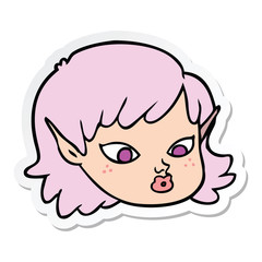 sticker of a cartoon elf girl