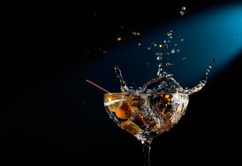 Dry martini with green olives.