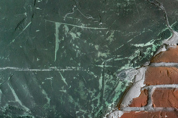  grunge background, red brick wall texture bright plastered wall and blocks road pavement abandoned exterior urban background for your concept or project