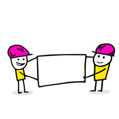 Free hand vector drawing of construction workers.