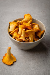 Chanterelles mushrooms in bowl