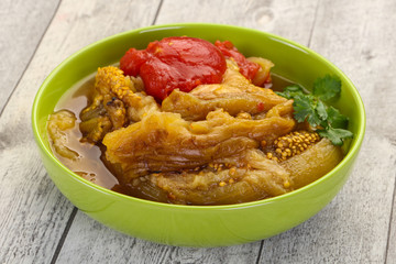 Caucasian cuisine - baked eggplant and tomato