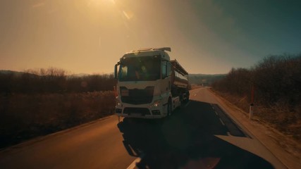 Shot of the front part of the petrol truck