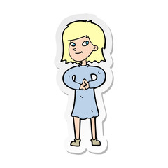 sticker of a cartoon happy woman