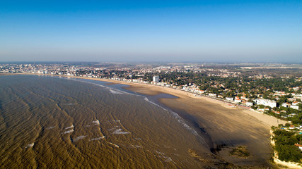 Aerial view of Royan beach at sunset, in Chanrente Maritime